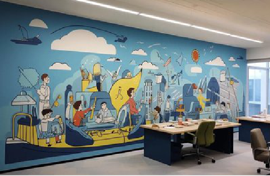 苍梧办公室墙绘的特点。